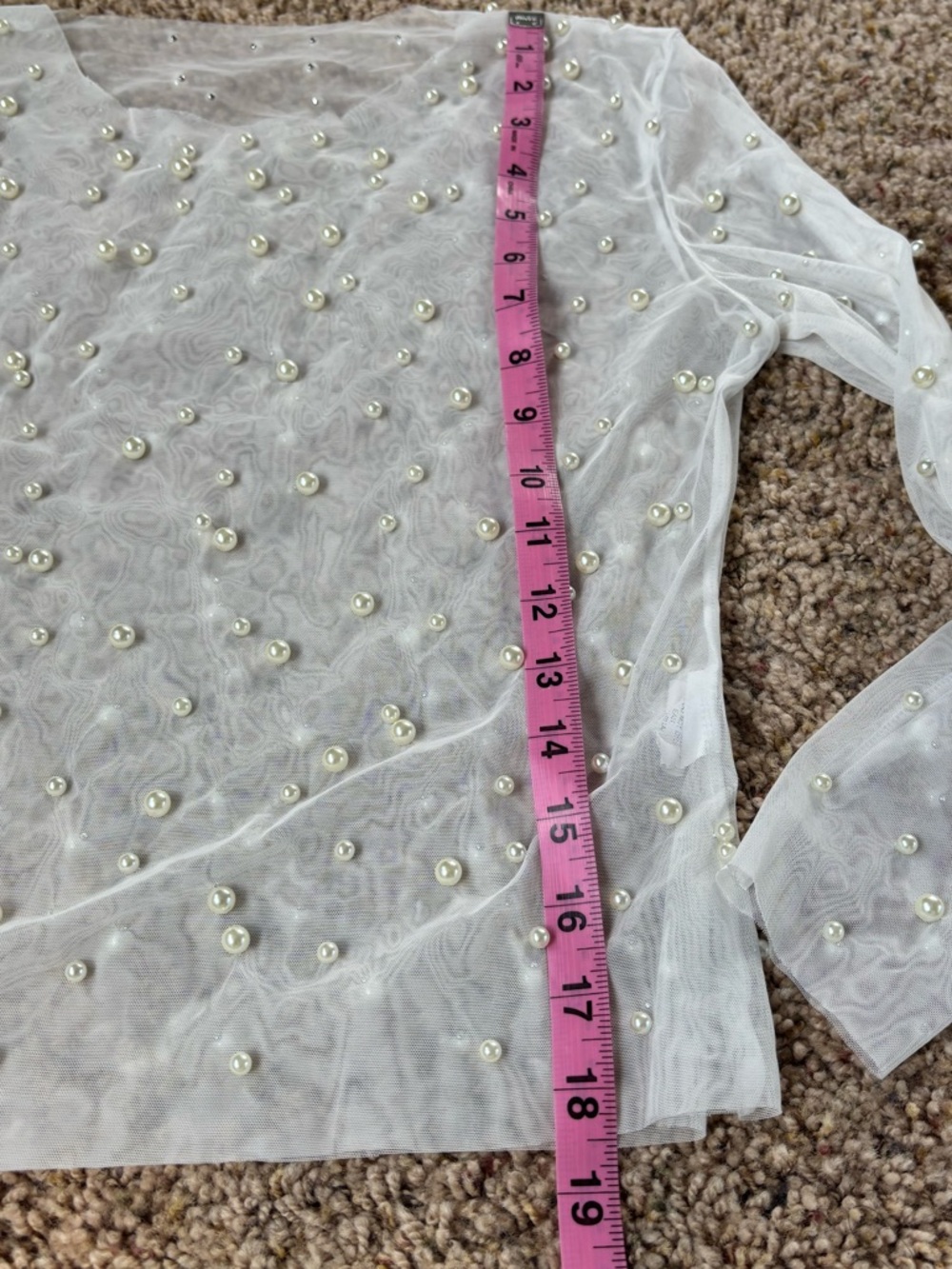 Pearl-Embellished Sheer Long-Sleeve Top - Picture 4 of 6